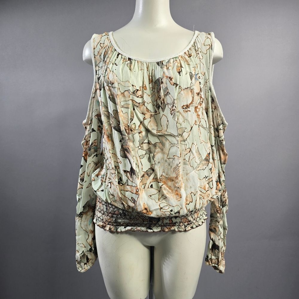 Beige and Brown Abstract Blouse R15